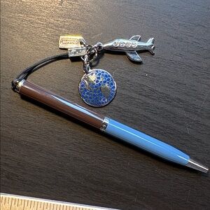 Blue and Silver Pen with Charm
